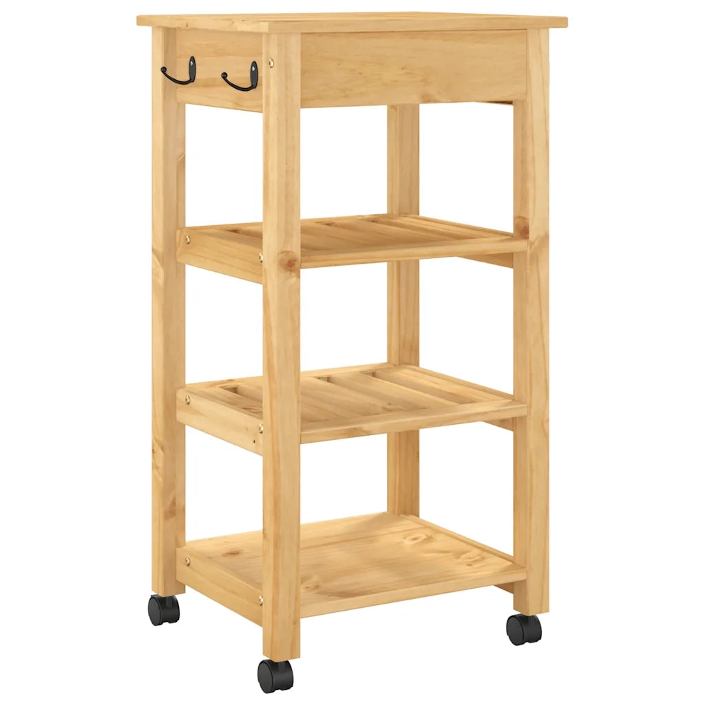 Carrello da Cucina MONZA 48x40x88,5 cm in Legno Massello di Pino 376079