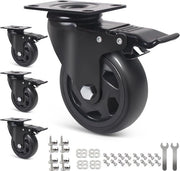 Ruote per Mobili da 100 mm - Capacità di Carico 600 kg - Ruote a Gomma con Rotazione e Frizione - Incluso Kit di 16 Viti