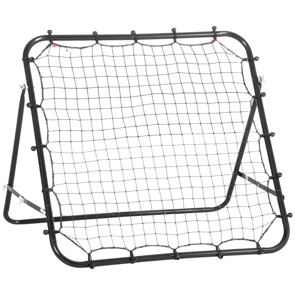 Rebounder da calcio regolabile 96x80x96 cm in acciaio verniciato e rete plastica nera