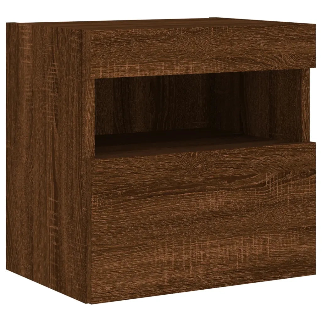 Mobile TV a Parete con Luci LED Rovere Marrone 40x30x40 cm 837181