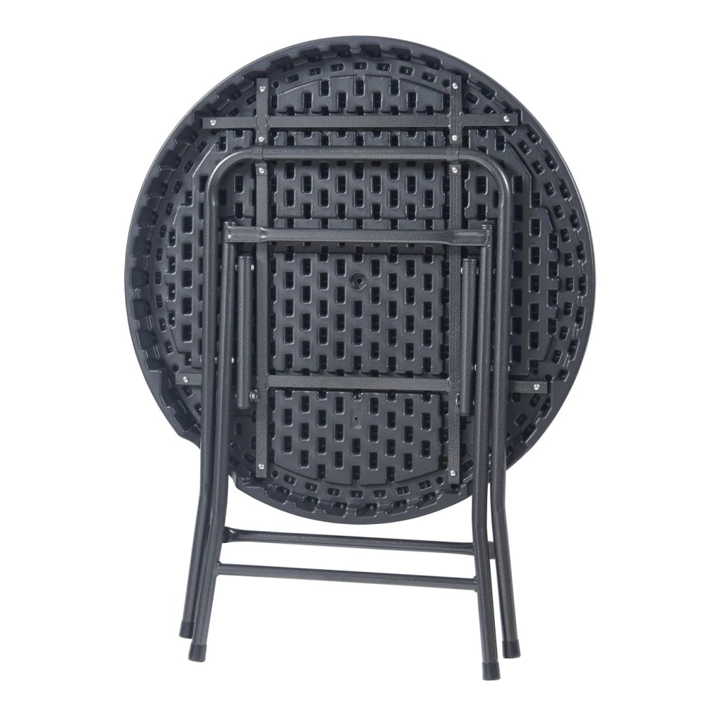Tavolo da campeggio pieghevole 80 x 74 cm effetto rattan nero 03_0011005