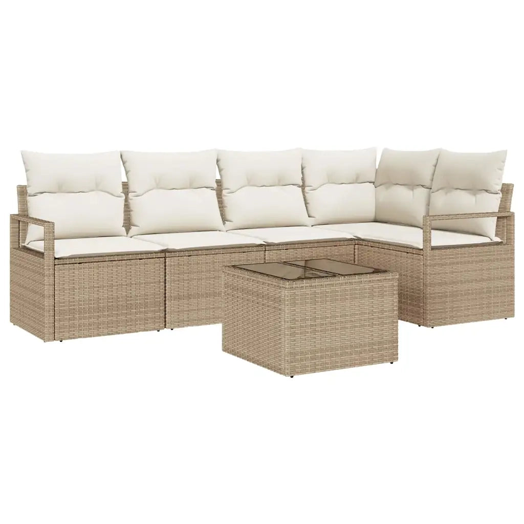 Set di divani 6 pcs Beige polyrattan
