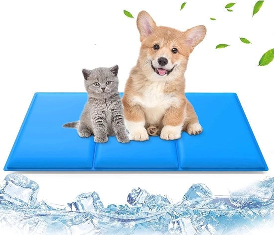 Matte per animali domestici per cani e gatti, grande, più trasportabile, mat per cani con gel auto rinfrescante naturale, comodo, impermeabile all'acqua, mat per animali domestici raffreddante (90 x 50 cm, blu)