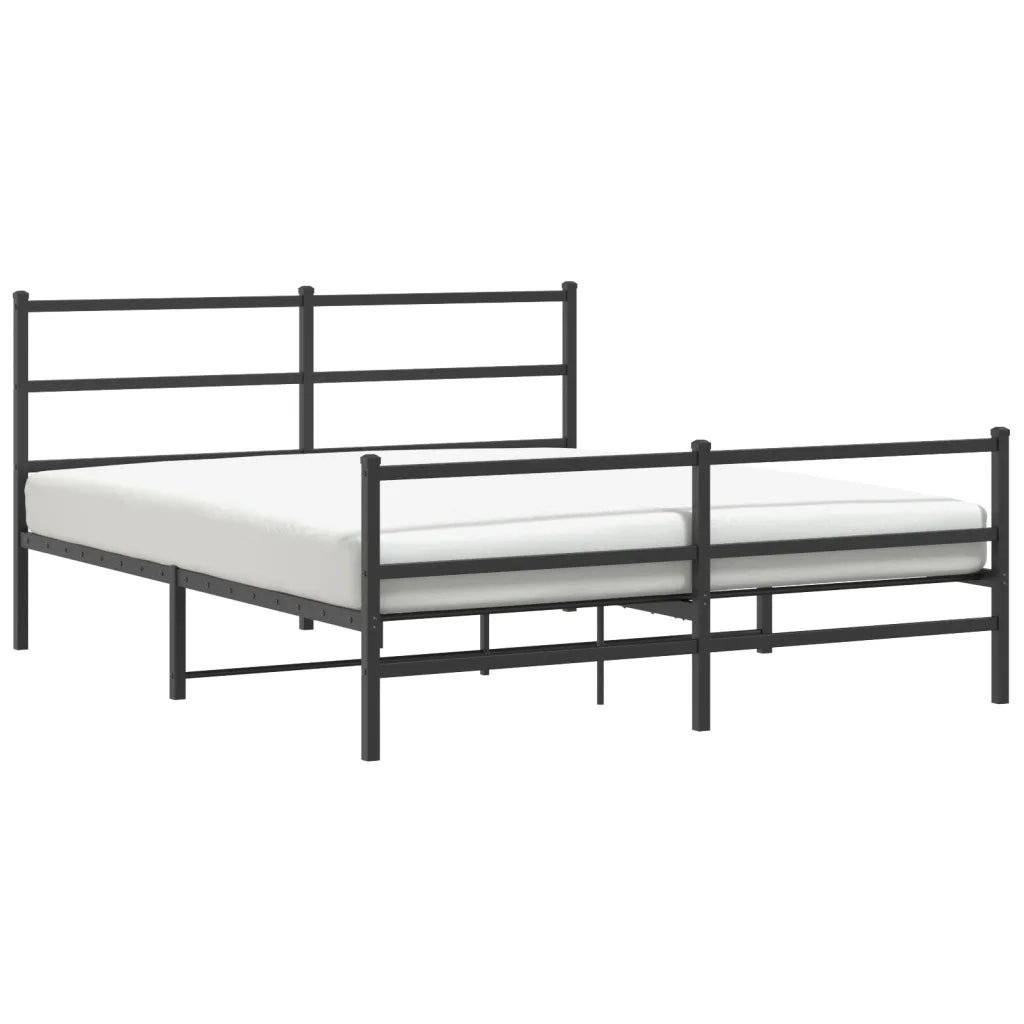 Giroletto con Testiera e Pediera Metallo Nero 150x200 cm 355385
