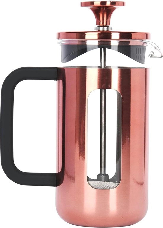 Caffettiera in RVS con 3 Bicchieri in Scatola di Regalo con Nuove Parole Chiave.