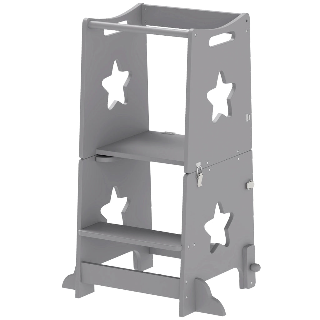 Set Tavolo e Sedie Montessori ¨C zephmum ¨C Legno, Grigio, 60x44.5x86 cm