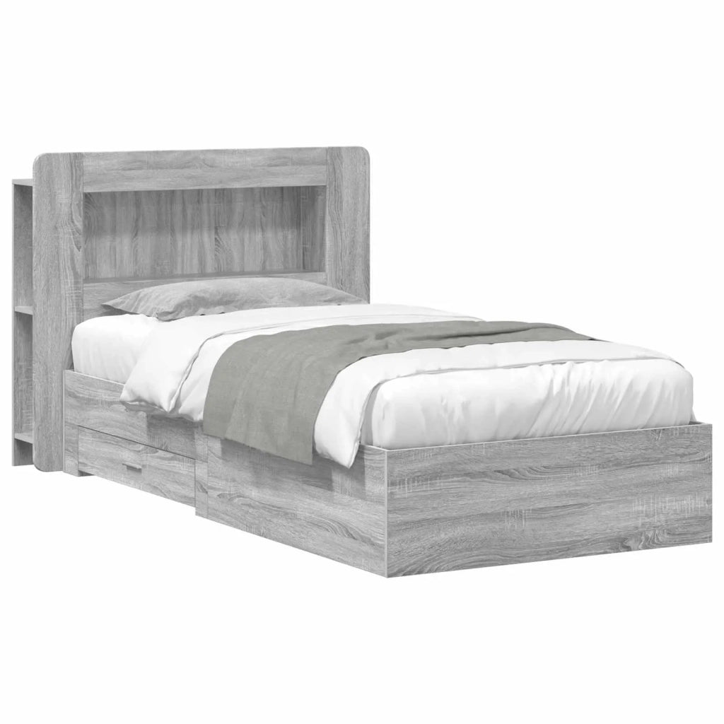 Telaio del letto con storage Sonoma grigio 75 x 190 cm
