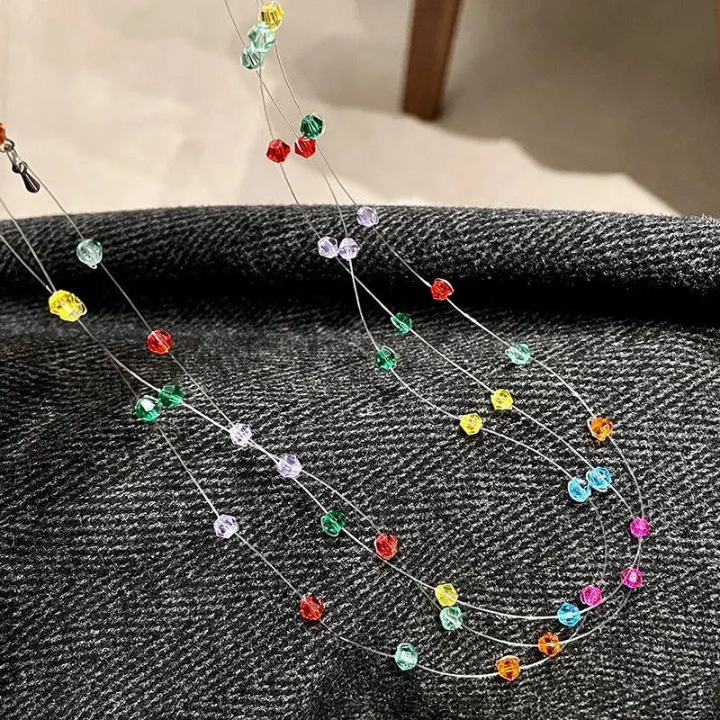 Collana fatta a mano con perline di cristallo colorate, dolce e graziosa, regalo di Natale o di compleanno.