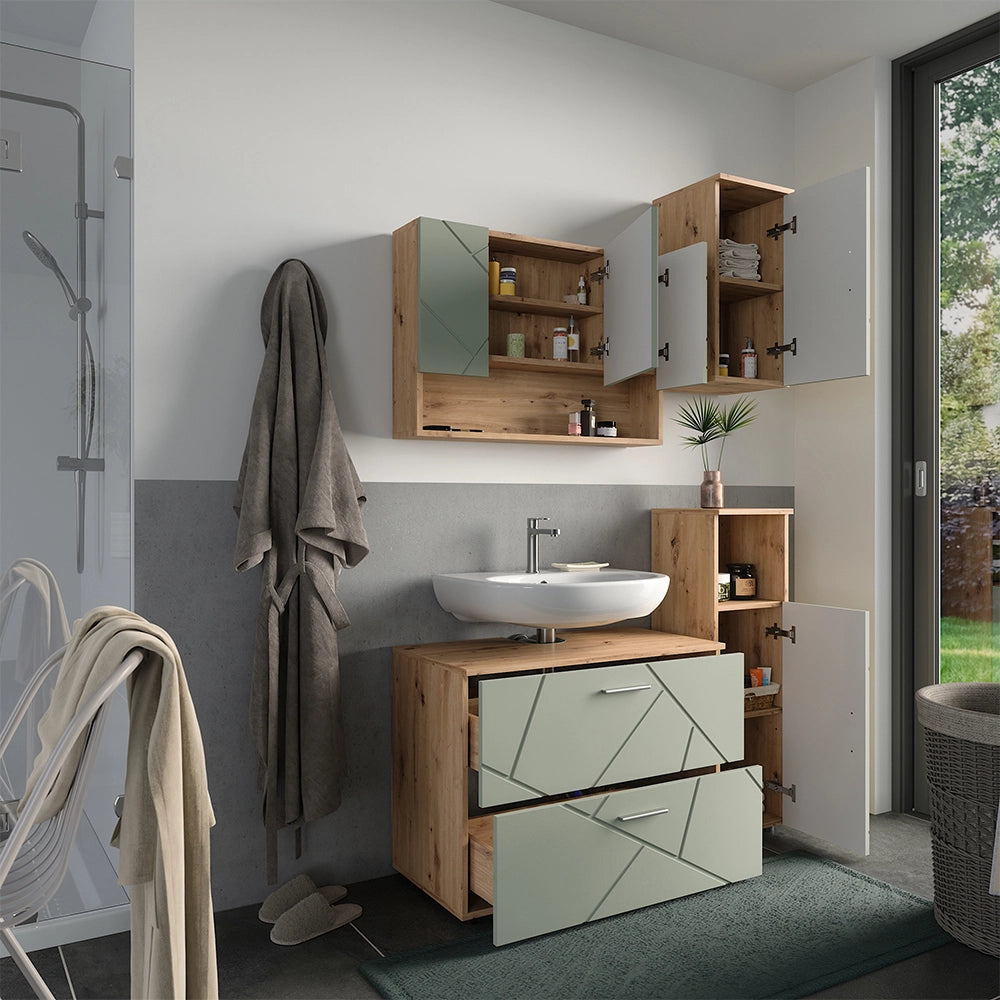 Vicco Set di mobili da bagno Verde salvia 4 parti