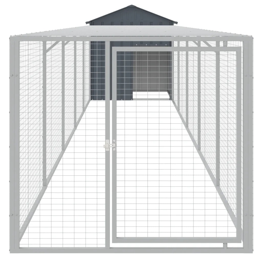 Pollaio con Area Corsa Antracite 117x609x123 cm Acciaio Zincatocod mxl 117874