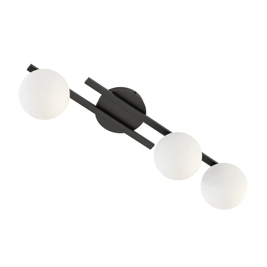 Plafoniera Moderna Nettuno Acciaio Nero Vetro 3 Luci E14 Ip20