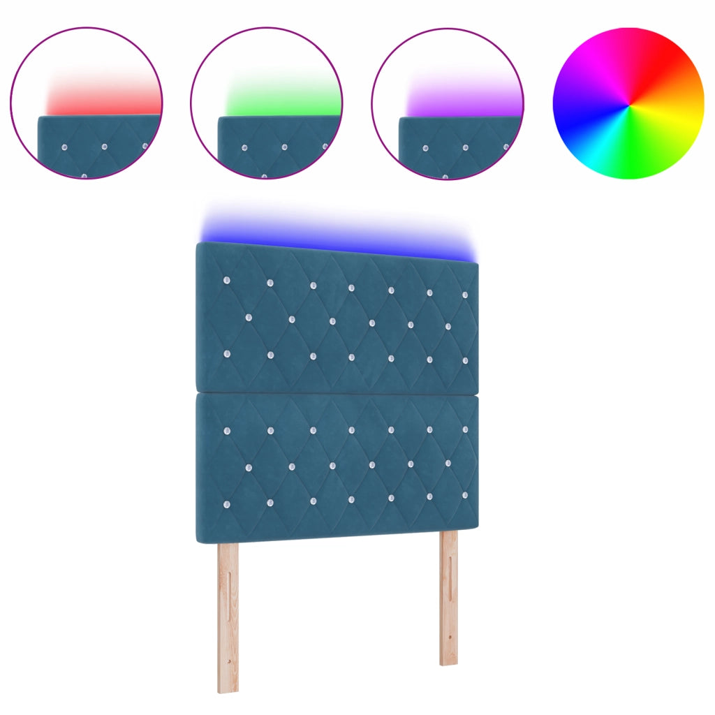 Testata LED Blu Scuro 90 cm Velluto