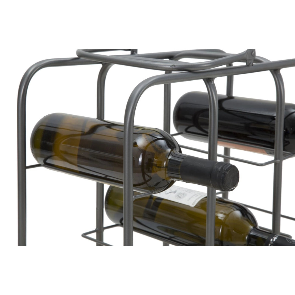 Portabottiglie rack rettangolare in ferro grigio scuro 9 posti 40x23x47,5 cm