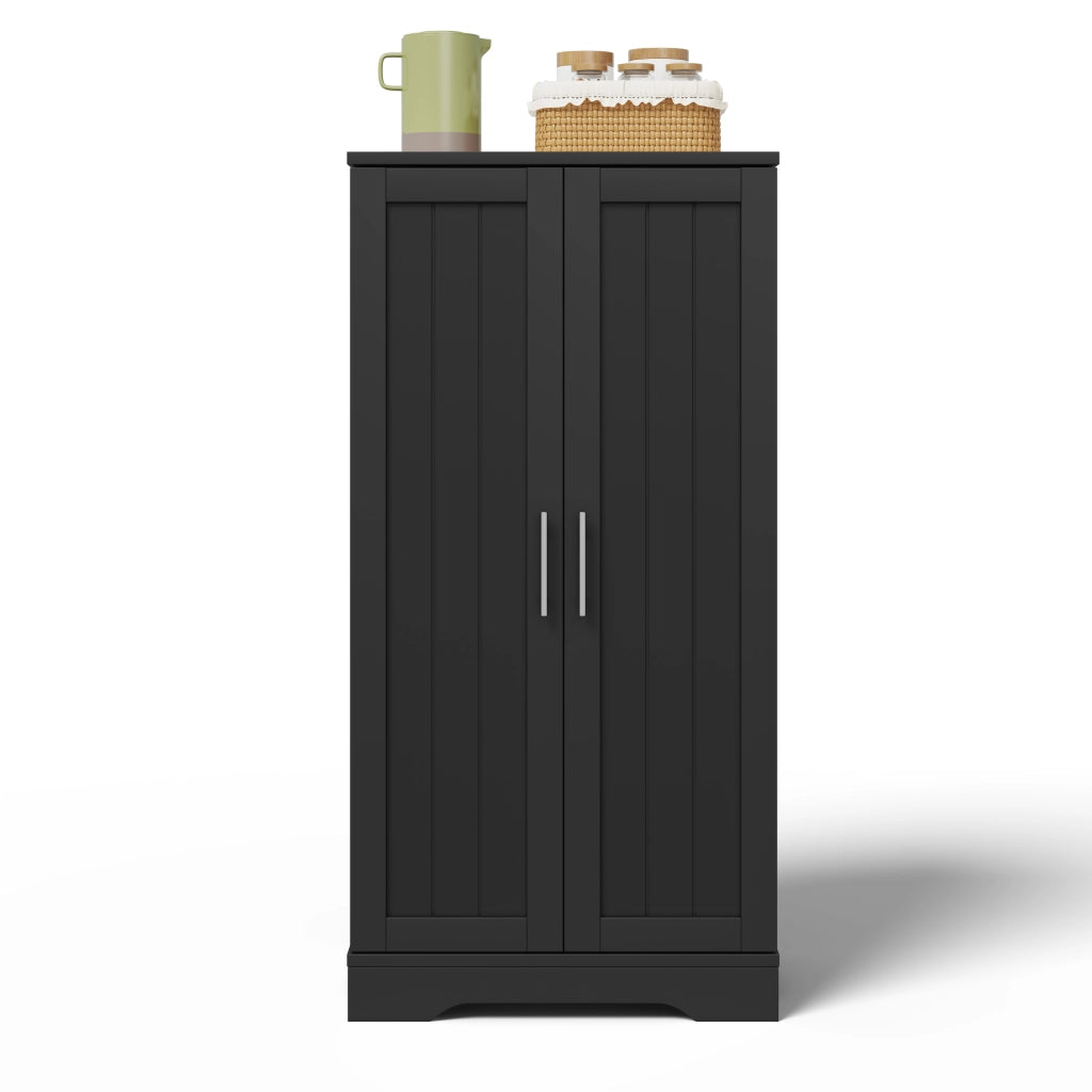 Armadio da Cucina con Luce LED Sensoriale ¨C MINIMAL ¨C 2 Ante, Ripiani Regolabili, Nero, 120x60x40 cm