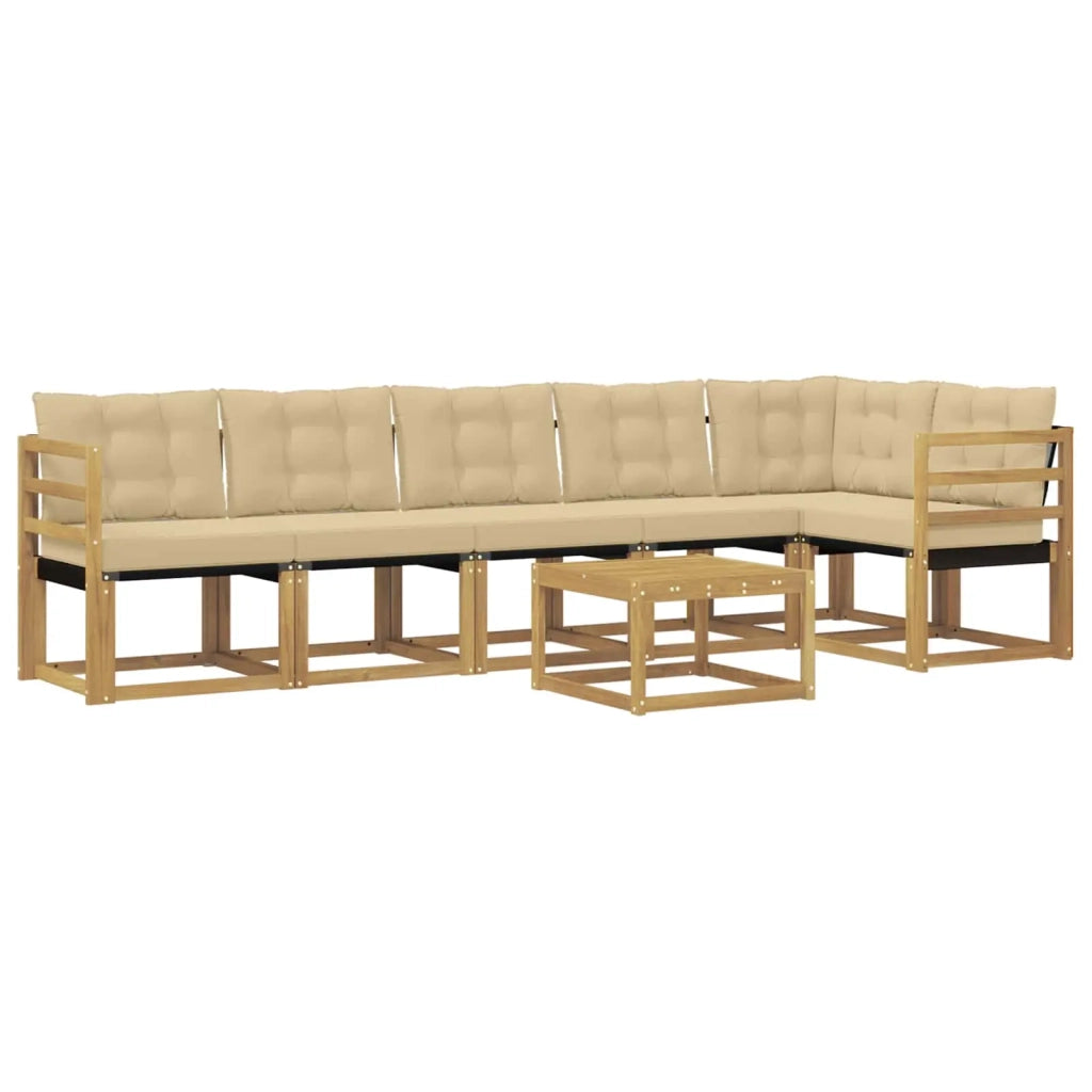 Set di divani da esterno con cuscino 7 pcs Bianco e Beige 3389539