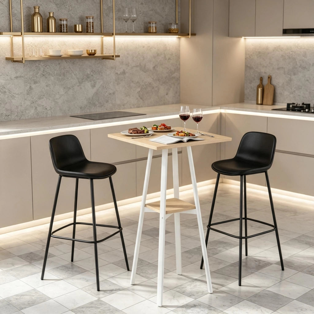 Tavolo da pranzo - bar elegante con ripiano - quadrato per 2 - con vano - solo tavolo da bar