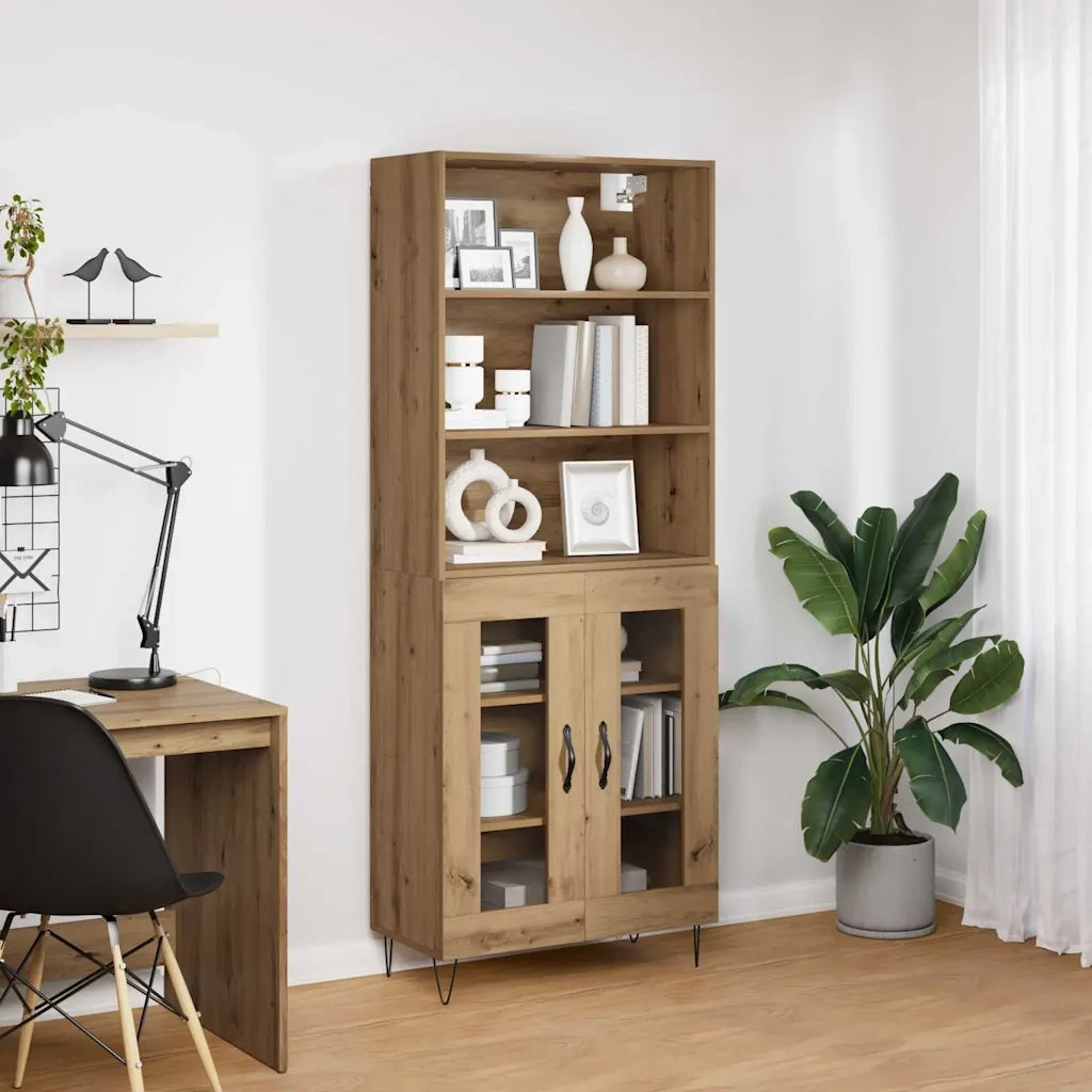 Credenza 2 pz | Madia | Buffet da pranzo | Armadio da pranzo Rovere artigianale Legno multistrato