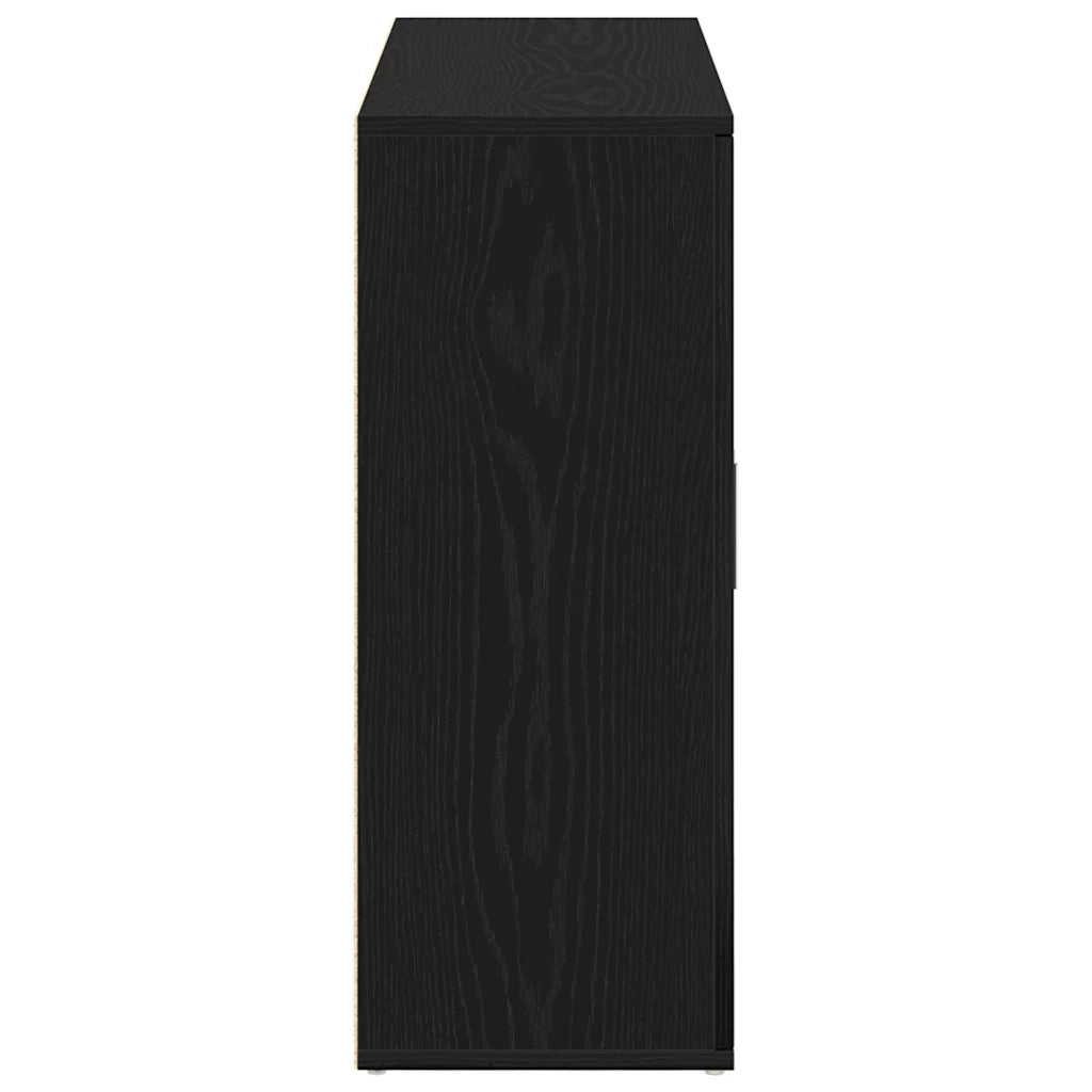 Credenza Rovere Nero 91x29,5x75 cm in Legno Multistrato