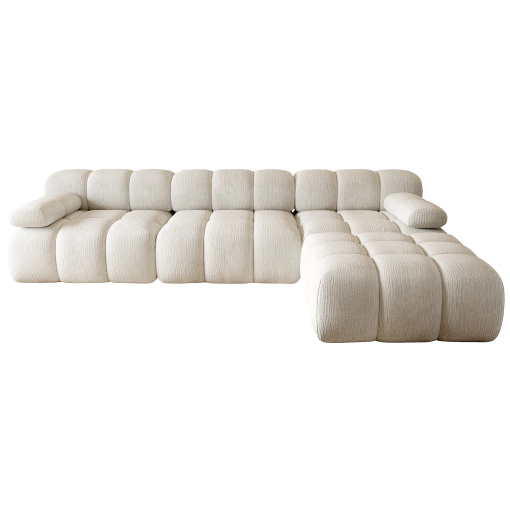 DIVANO ANGOLARE a L 300x200x68 cm Tessuto Bianco