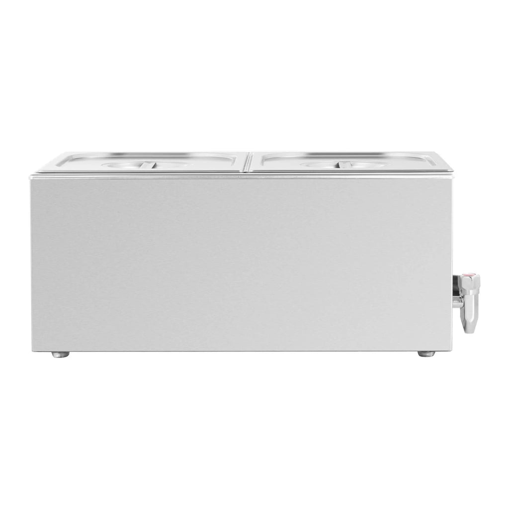 Scaldavivande/bagnomaria professionale da 600 watt con 2 contenitori GN 1/2 e rubinetto di scarico (14_0004218)