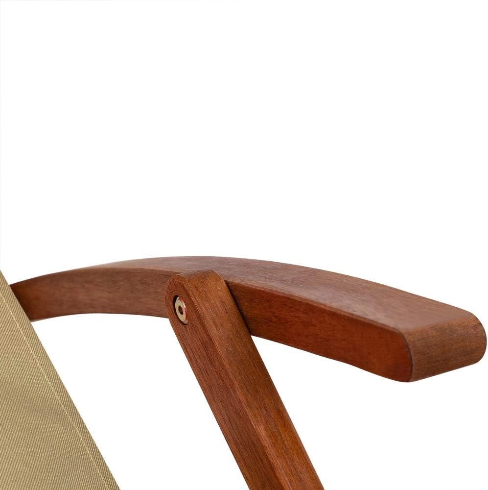 ® Sedia a Sdraio in Legno Acacia Pieghevole con Poggiatesta Traspirante Poltrona Relax Sedie Esterno Giardino