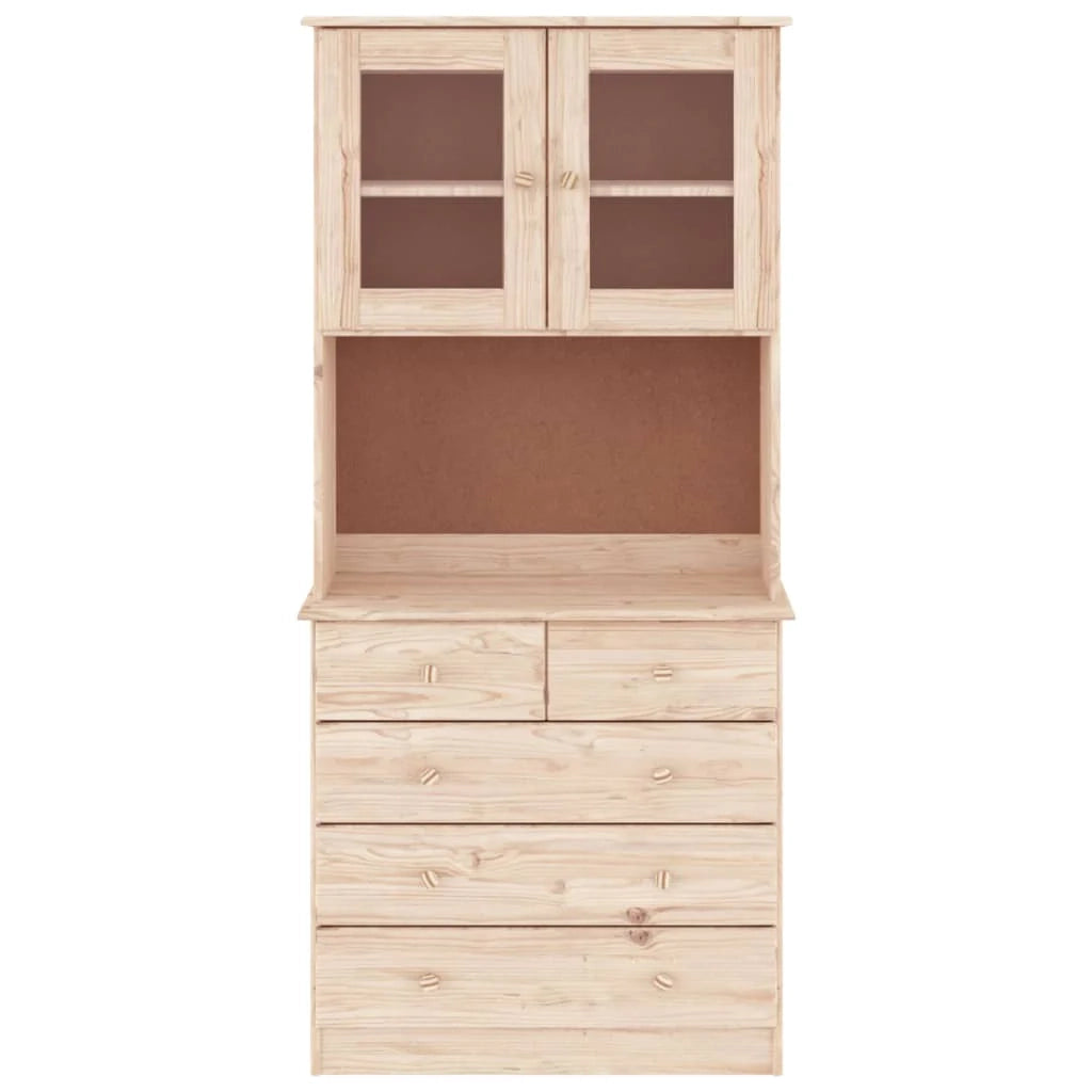 ALTA 77 x 35 x 165 cm Mobiletto in legno massello di pino marrone cassettiera mobile contenitore organizer per cucina/soggiorno 02_0029673