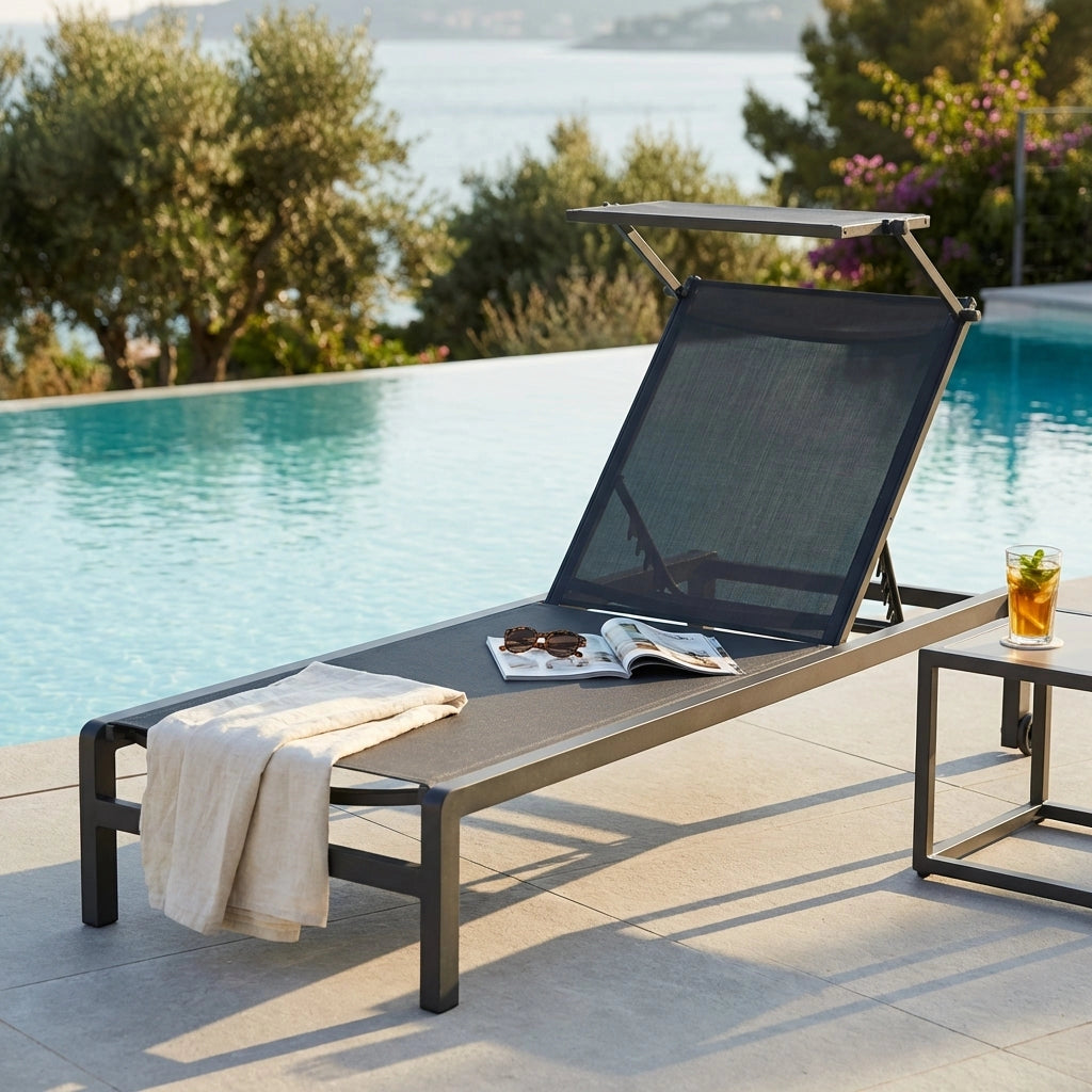 Lettino prendisole da giardino con tettuccio - MALO