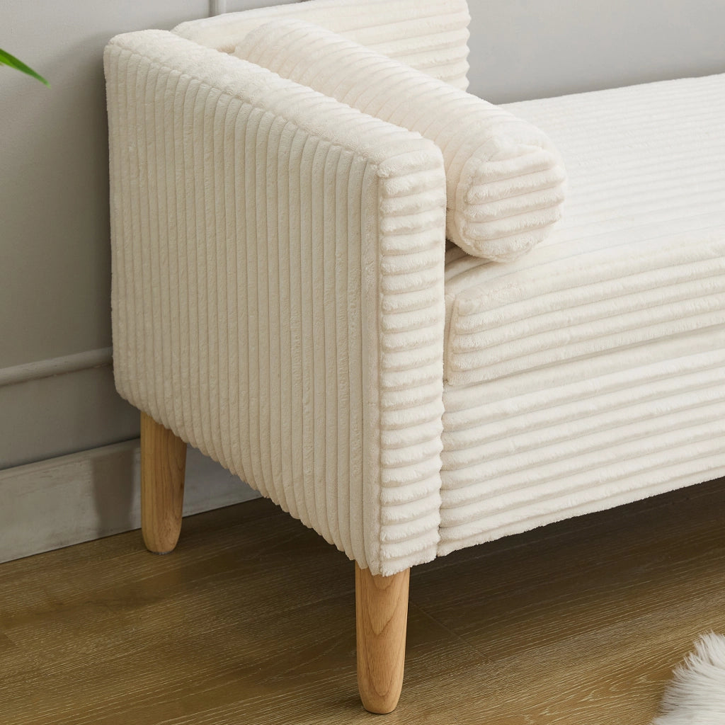 Pouf con Braccioli, Schienale e Cuscini ¨C MINIMAL ¨C Velluto Avorio