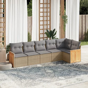 Set Divano da Giardino 6 pz con Cuscini Beige in Polyrattancod mxl 116896