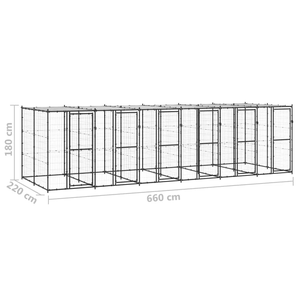 Gabbia per Cani da Esterno in Acciaio con Tetto 14,52 mÂ² cod mxl 56932
