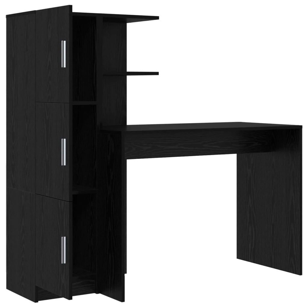 Scrivania | Tavolo da Ufficio 2 pz Rovere Nero
