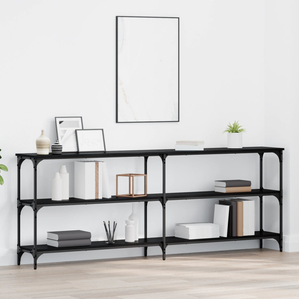 Tavolino in rovere nero 200x29x75 cm legno ingegnerizzato