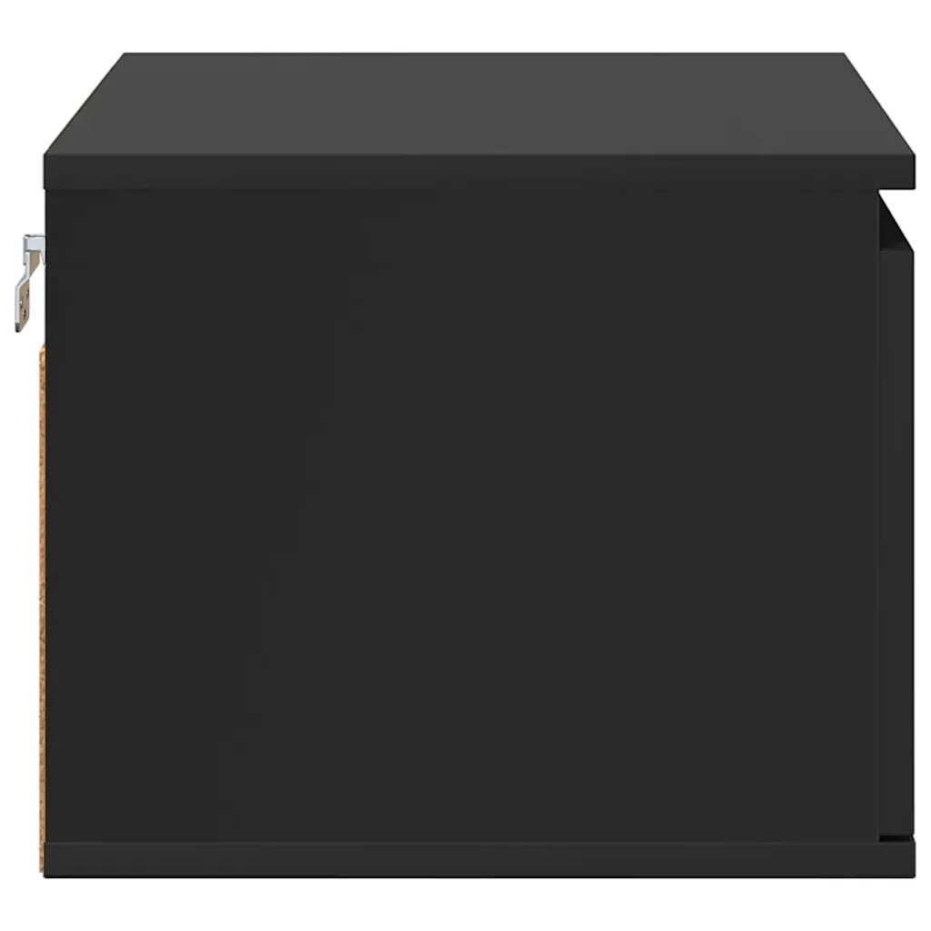 Comodino a Parete con Luci LED-Tavolino da notte sospeso Nero 367173