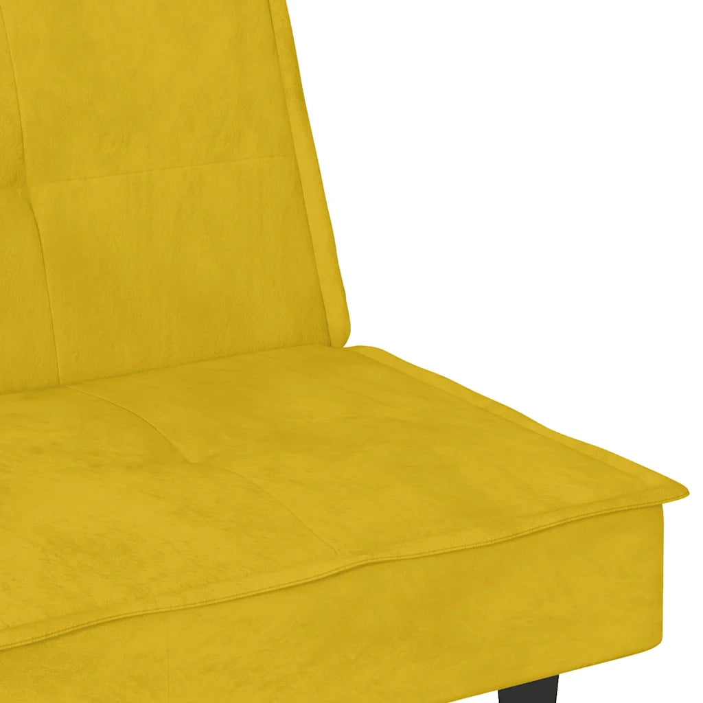 Divano Letto con Portabicchieri in Velluto Giallo