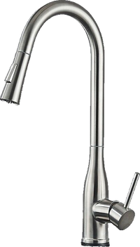 JANA | Rubinetto da cucina estensibile Premium in acciaio inox argento spazzolato | Rubinetto miscelatore ad alta pressione girevole a 360° 2 attacchi