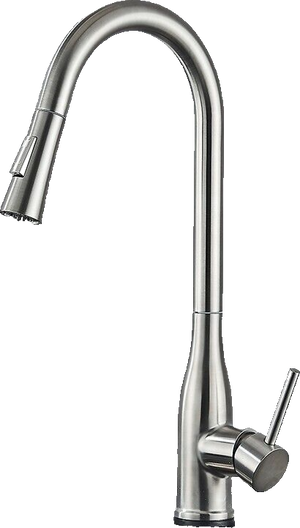 JANA | Rubinetto da cucina estensibile Premium in acciaio inox argento spazzolato | Rubinetto miscelatore ad alta pressione girevole a 360° 2 attacchi