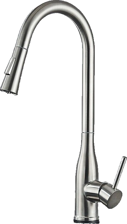 JANA | Rubinetto da cucina estensibile Premium in acciaio inox argento spazzolato | Rubinetto miscelatore ad alta pressione girevole a 360° 2 attacchi