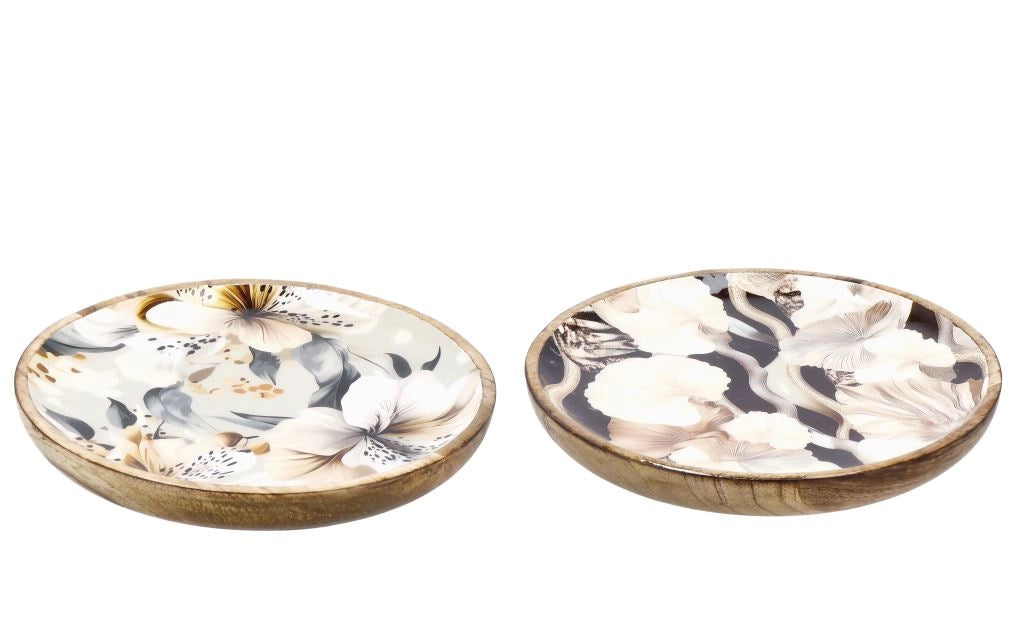 1 Pezzo Piatto Decorativo in Legno Abel Tondo 20 cm 2 Decori