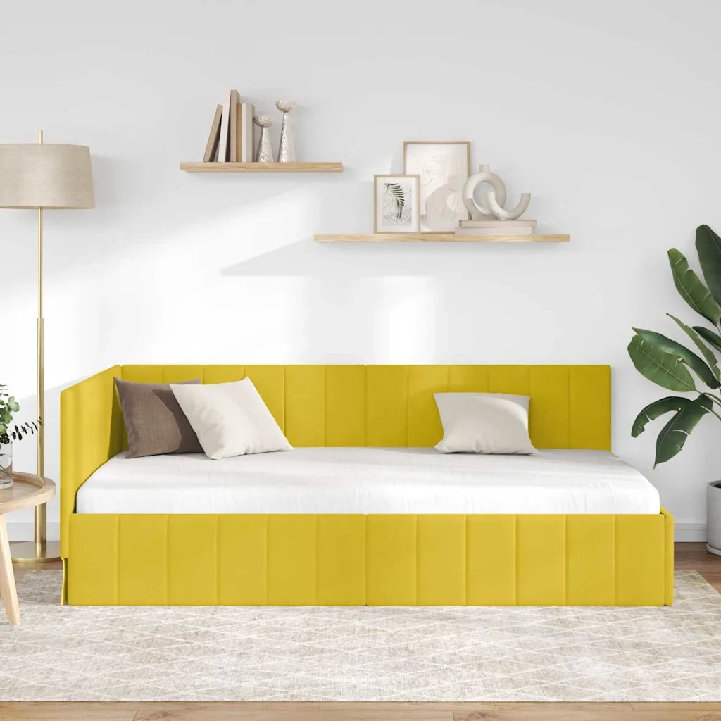vidaXL Cornice del letto ad angolo Giallo 100 x 200 cm Velluto
