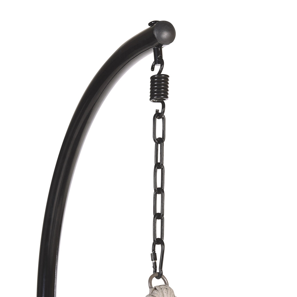 Sedia sospesa poltrona pensile in rattan grigio con struttura in metallo a forma di cestino per interni ed esterni Boho
