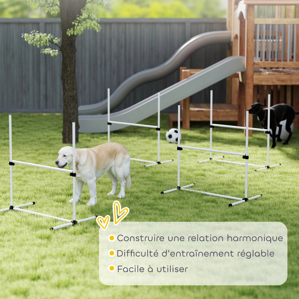 Set Agility per Cani ¨C zephmum ¨C 4 Ostacoli Regolabili in Plastica Bianco