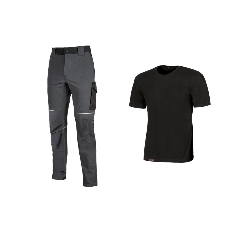 WORKWEAR KIT 2 T-SHIRT+ PANTAL BLACK/GREY TG  XL- 1,0 confezione
