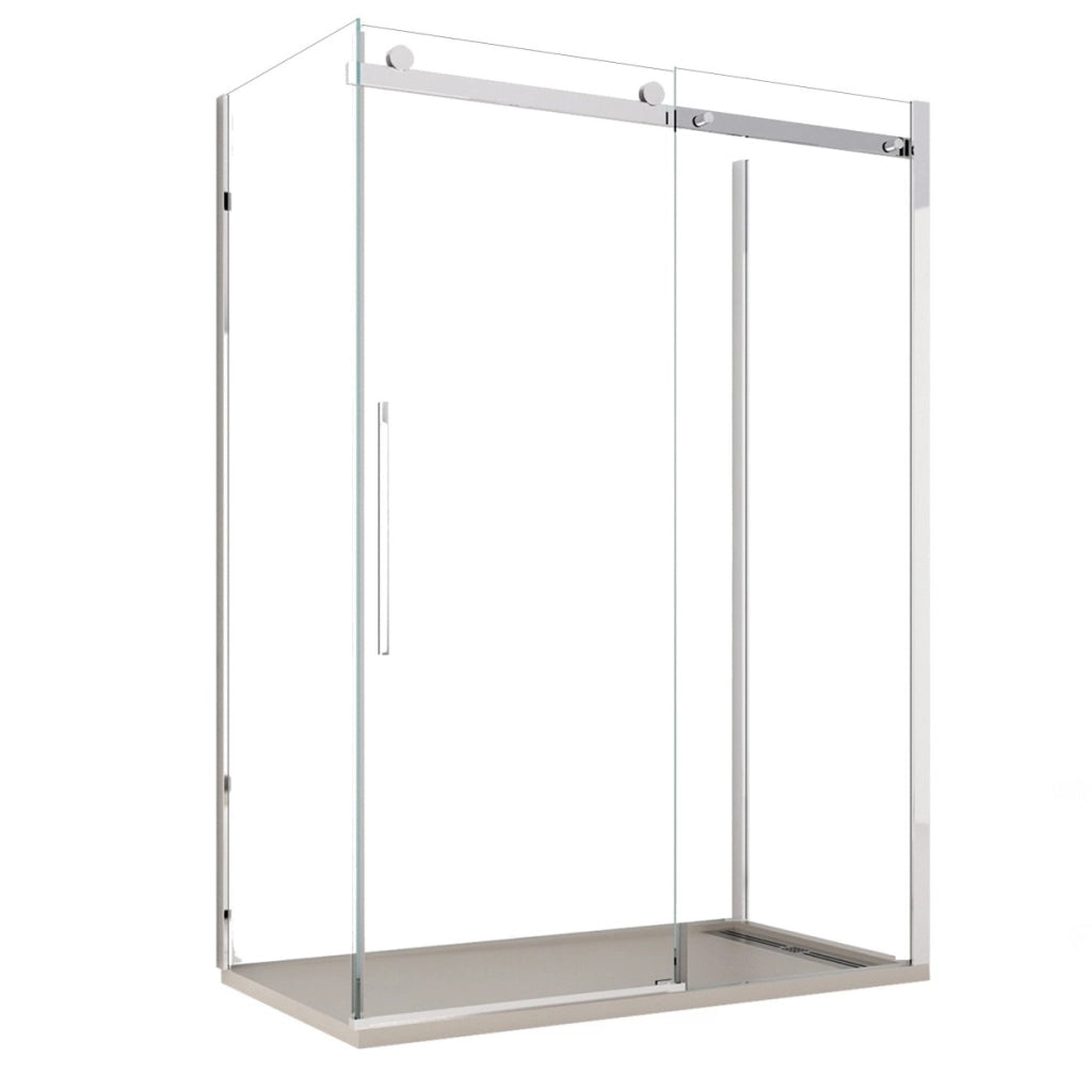 Box doccia tre lati porta scorrevole trasparente h195cm 8mm anticalcare euclide, misura 75x100x75
