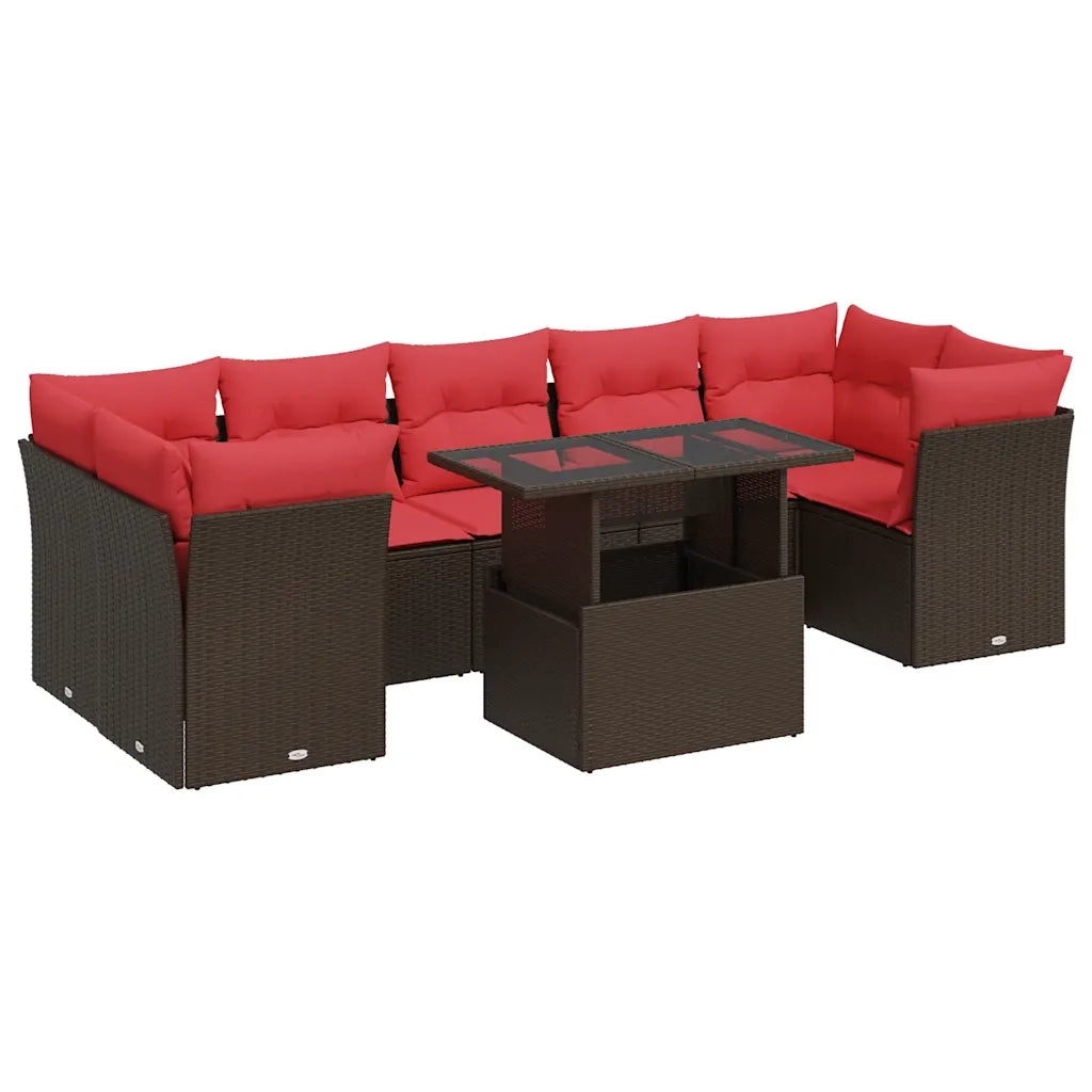 Set Divani Giardino 8 pz con Cuscini Marrone Polyrattan Acacia 3326125