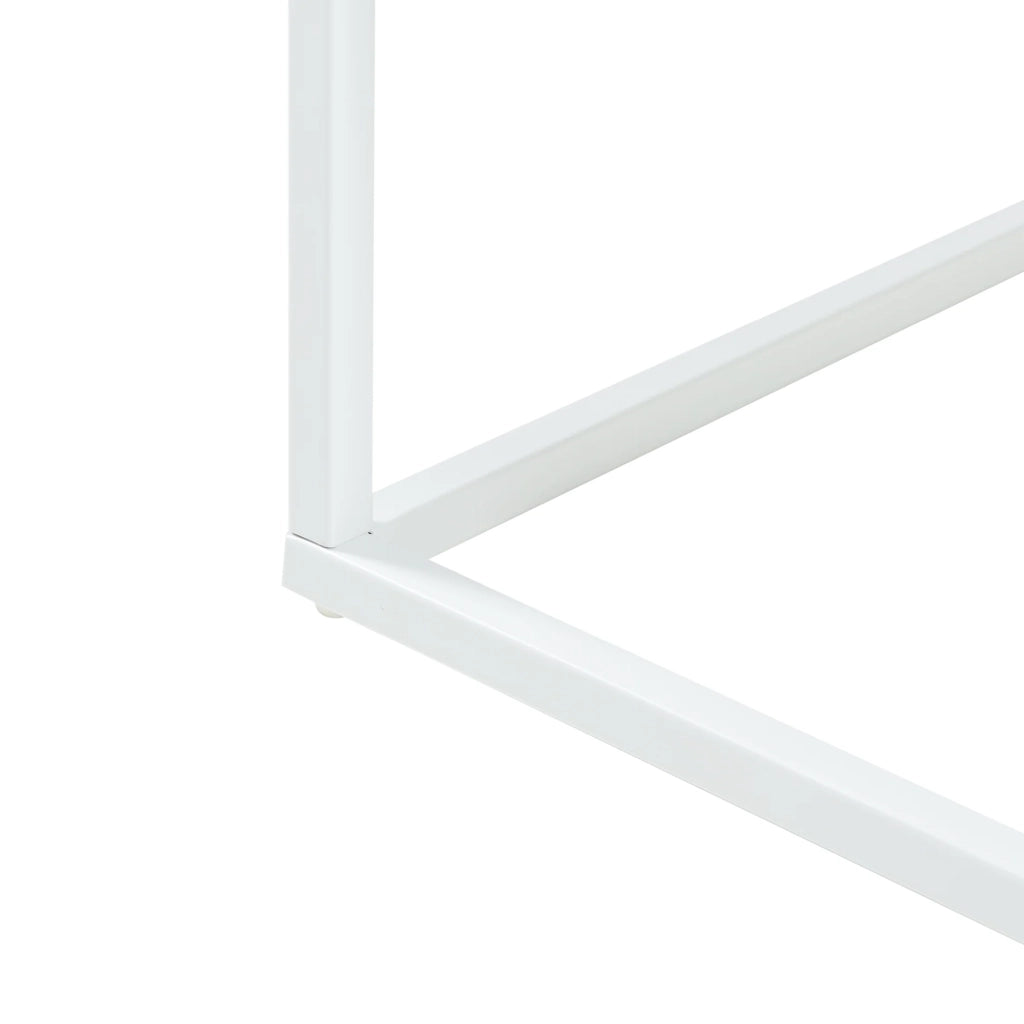 Tavolino da caffè consolle laterale con piano quadrato e ripiano in acciaio 60 x 60 x 45 cm bianco opaco 03_0010852
