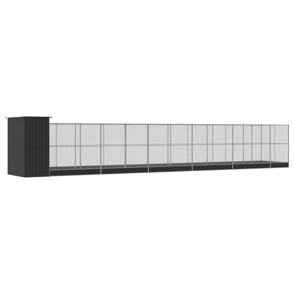 Voliera a gabbia con estensione in argento 1244 x 203 x 216 cm acciaio argento 02_0045647