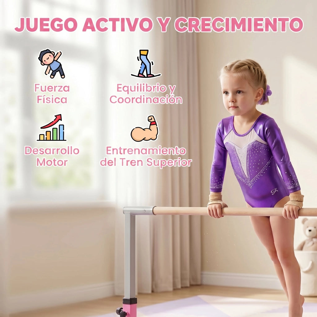 Barre per ginnastica bambini regolabile 92-150 cm ¨C zephmum ¨C rosa 194x121x150 cm