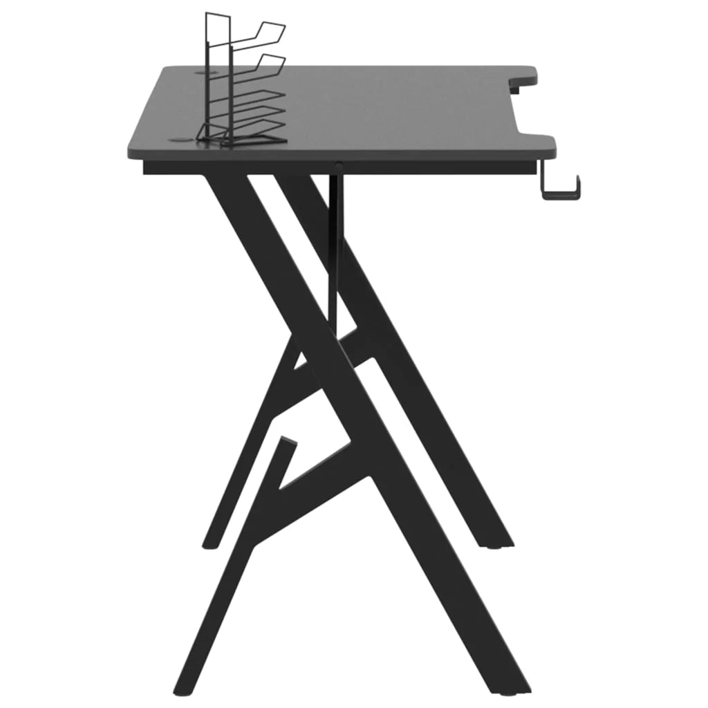 Scrivania tavolo postazione di lavoro mobile per computer studio per computer scrivania da gioco con gambe a Y 110 x 60 x 75 cm nero 02_0023771