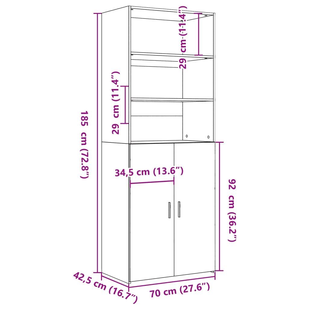 Credenza Rovere Fumo 70x42,5x185 cm in Legno Multistrato 3281375