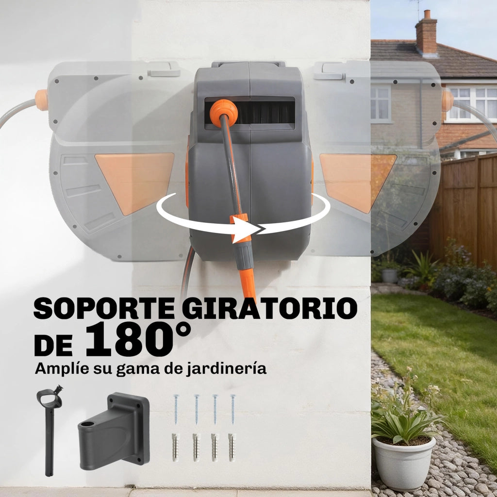 Avvolgitubo per Irrigazione 30+2 m ¨C zephmum ¨C 2 Bocchetti, Supporto Arancione